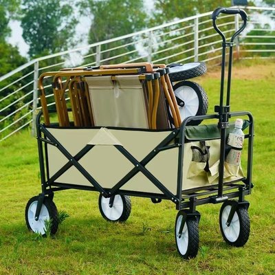 新款營地車便攜式折疊車載戶外露營拉貨野餐小拖車購物四輪手拉車-爆款