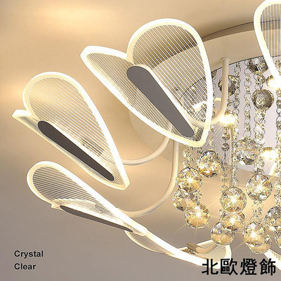 客廳燈 簡約現代led圓形花瓣水晶吸頂燈臥室大氣家用溫馨