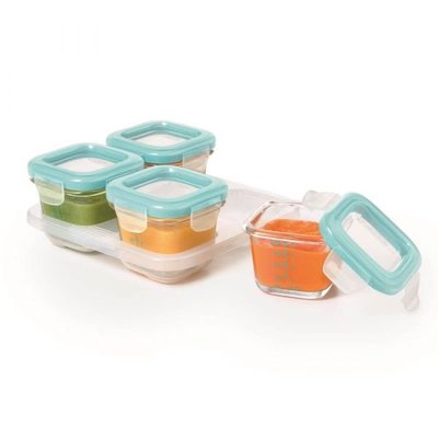 美國OXO好滋味玻璃儲存盒/副食品分裝盒-4oz-靚藍綠