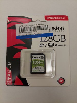 金士頓 Kingston Canvas Select Plus SDXC 128GB 記憶卡 (SDS/128GB)