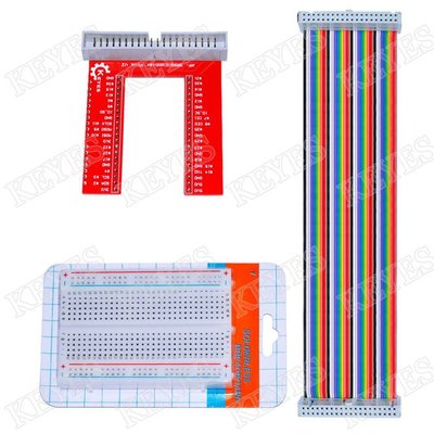 樹莓派3 GPIO擴展DIY套件(40P彩虹線+GPIO V2+400孔麵包板) w55 [118740-041] ya