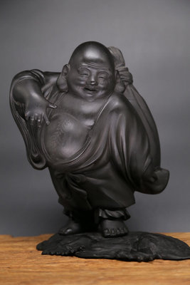 【二手】日本回流古董銅彌勒佛像，七福神之一，布袋和尚銅像。日本回流古12533【如意坊】擺件  老物件 老貨