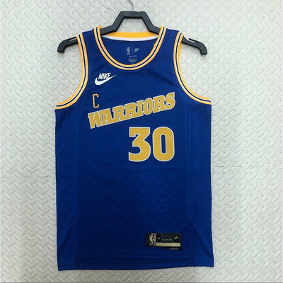 熱賣精選 NBA 23賽季 Warriors 勇士隊 球衣 柯瑞 Stephen Curry 藍 30號 復古 球迷版 運動 球衣