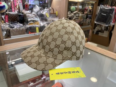 ☆最愛二手精品☆ Gucci  全新咖啡色緹花布拼綠紅綠帽子棒球帽 L號 481774 XF1986