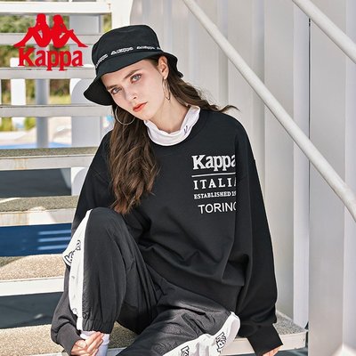 Kappa卡帕套頭衫2021新款秋女針織運動衛衣休閑圓領外套字母上衣現貨 正品 促銷