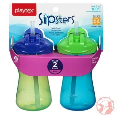 Playtex Baby Sipsters 防漏杯附吸管包 (2入) 防漏杯 -水杯 360度 學習杯 雙耳杯 防漏杯