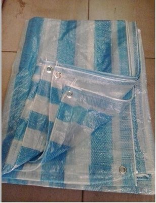 藍白帆布 防水布 塑膠布 搭棚架 10*20尺~ecgo五金百貨