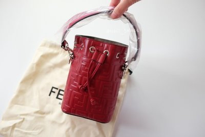 【現貨】全新 FENDI Mon Tresor FF 皮革 水桶包 側背包 紅色 實品拍攝