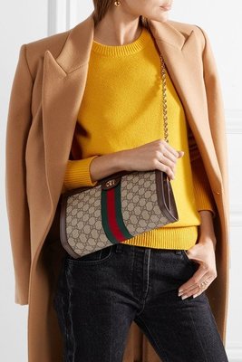 Gucci Ophidia textured leather-trimmed printed bag